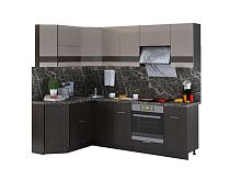 Кухня угловая Терра Gloss Венге с фрезой/ Капучино глянец, 1500Х2400 мм
