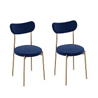 Комплект стульев Стивен (2 шт), черный велюр синий