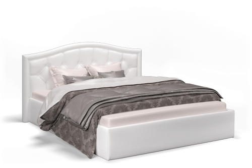 Кровать с подъемным механизмом Стелла 160х200, экокожа белая