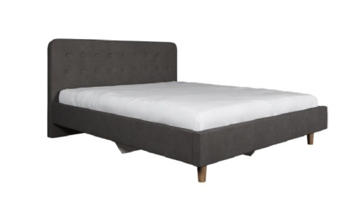 Кровать с латами Легато 180х200, серый с пуговицами