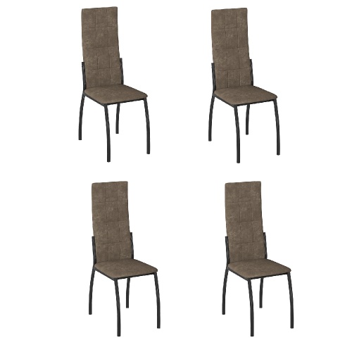 Комплект стульев Юджин (4 шт), черный велюр коричневый