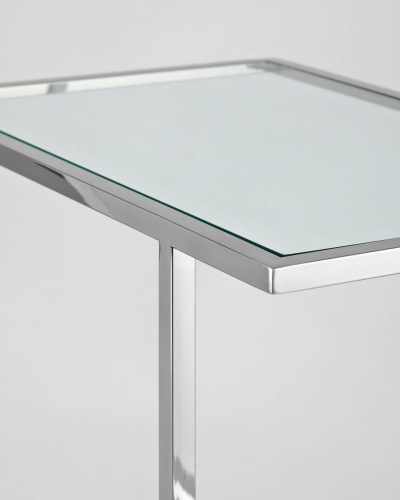 Журнальный столик 50*32 БОСТОН прозрачное стекло сталь серебро фото 4