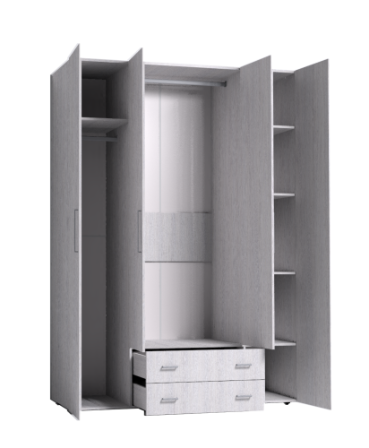 Шкаф для одежды и белья Монако 555 Стандарт, ясень анкор светлый фото 2