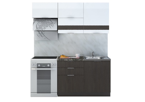 Кухня угловая Терра Gloss Венге с фрезой/ Белый глянец, 1500Х2400 мм фото 4