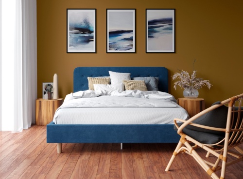 Кровать с латами Легато 160х200, синий без пуговиц фото 3