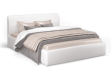 Кровать с подъемным механизмом Ривьера 140х200, экокожа белая