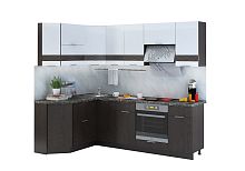 Кухня угловая Терра Gloss Венге с фрезой/ Белый глянец, 1500Х2400 мм