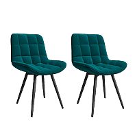 Комплект стульев Бруно (2 шт), черный велюр зеленый