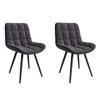 Комплект стульев Бруно (2 шт), черный велюр графит