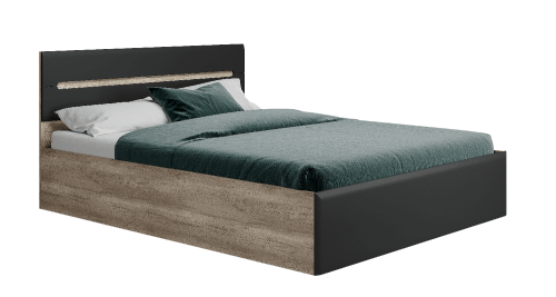 Кровать с настилом ЛДСП Наоми КР-11 160х200, дуб каньон/графит