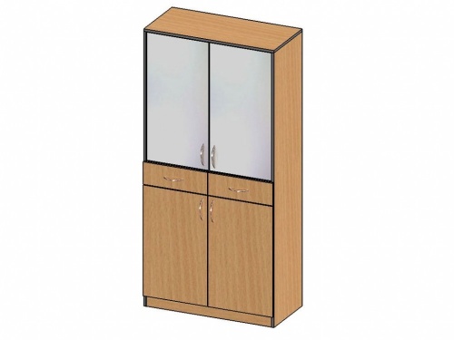 Шкаф комбинированный со стеклом с ящиками