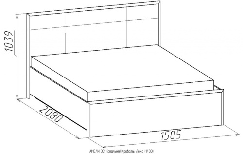 Кровать с ортопедическим основанием (металл) Амели 301 Люкс 140х200, венге фото 2