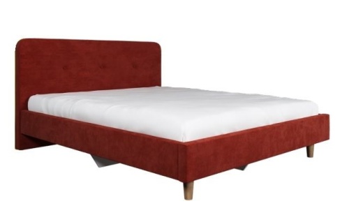 Кровать с латами Легато 180х200, красный с пуговицами